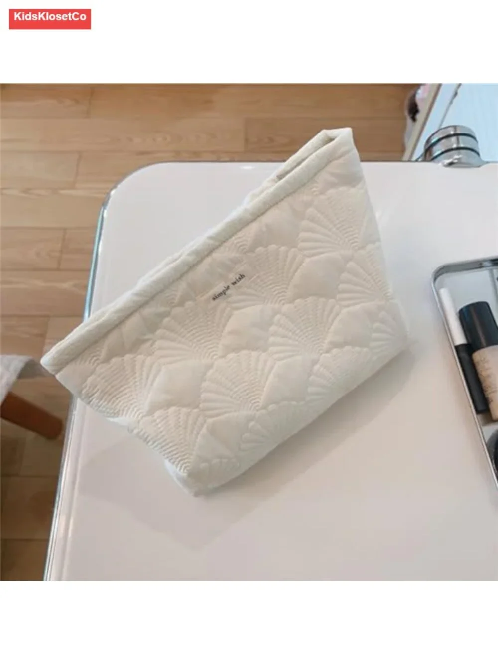 Quilted Cotton Cosmetic Bag Portable Travel Makeup Organizer Pouch